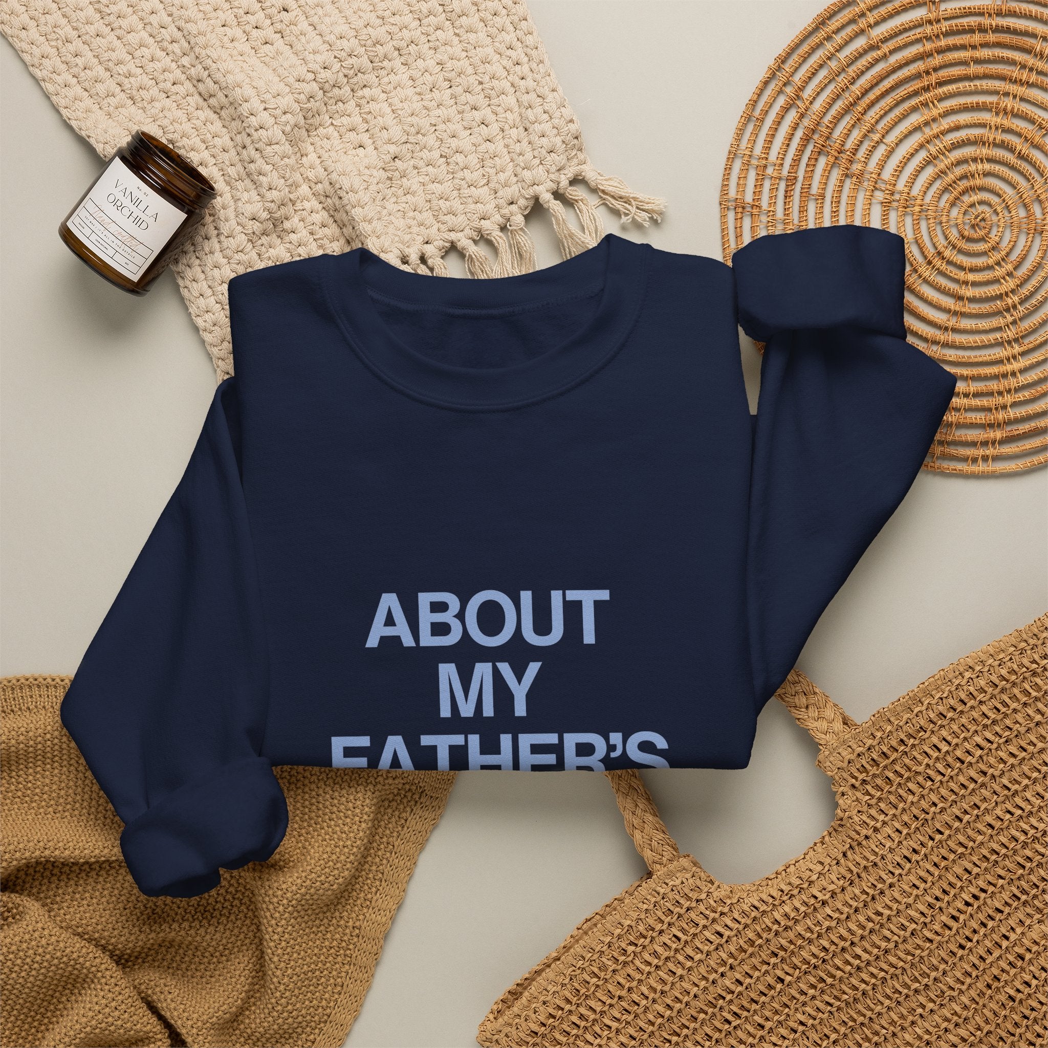Crewneck Sweatshirt - "About My Father's Business" Minimalist Script